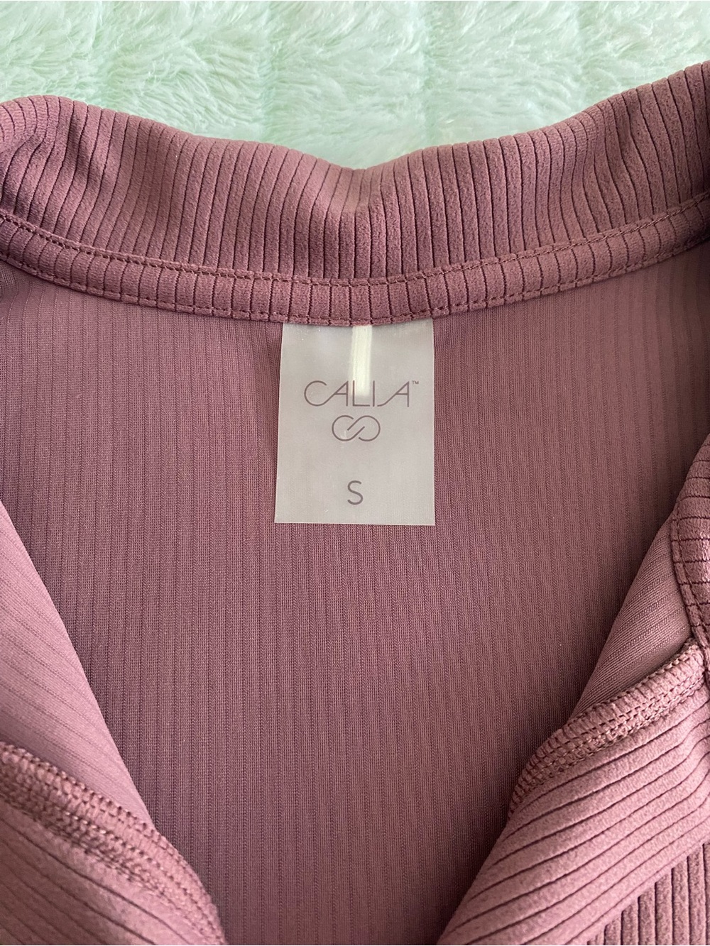 NWOT CALIA Ribbed Short Sleeve Golf Polo Top — Purple, Small - Picture 5 of 7